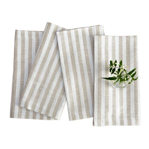 Linen Dinner Napkins - Amalfi Stripe, 20" x 20" Inch