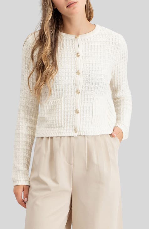 Button Front Crop Cardigan