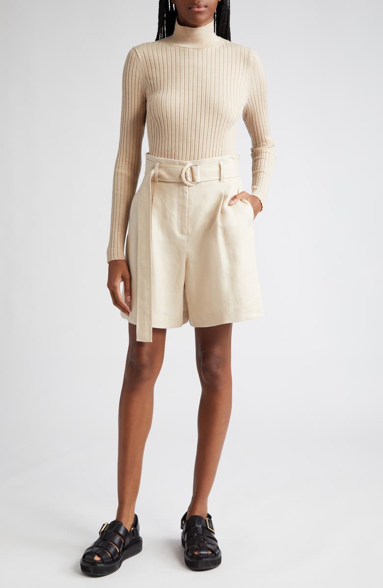 Lafayette 148 New York Degraw Belted Linen Shorts, Alternate, color, 