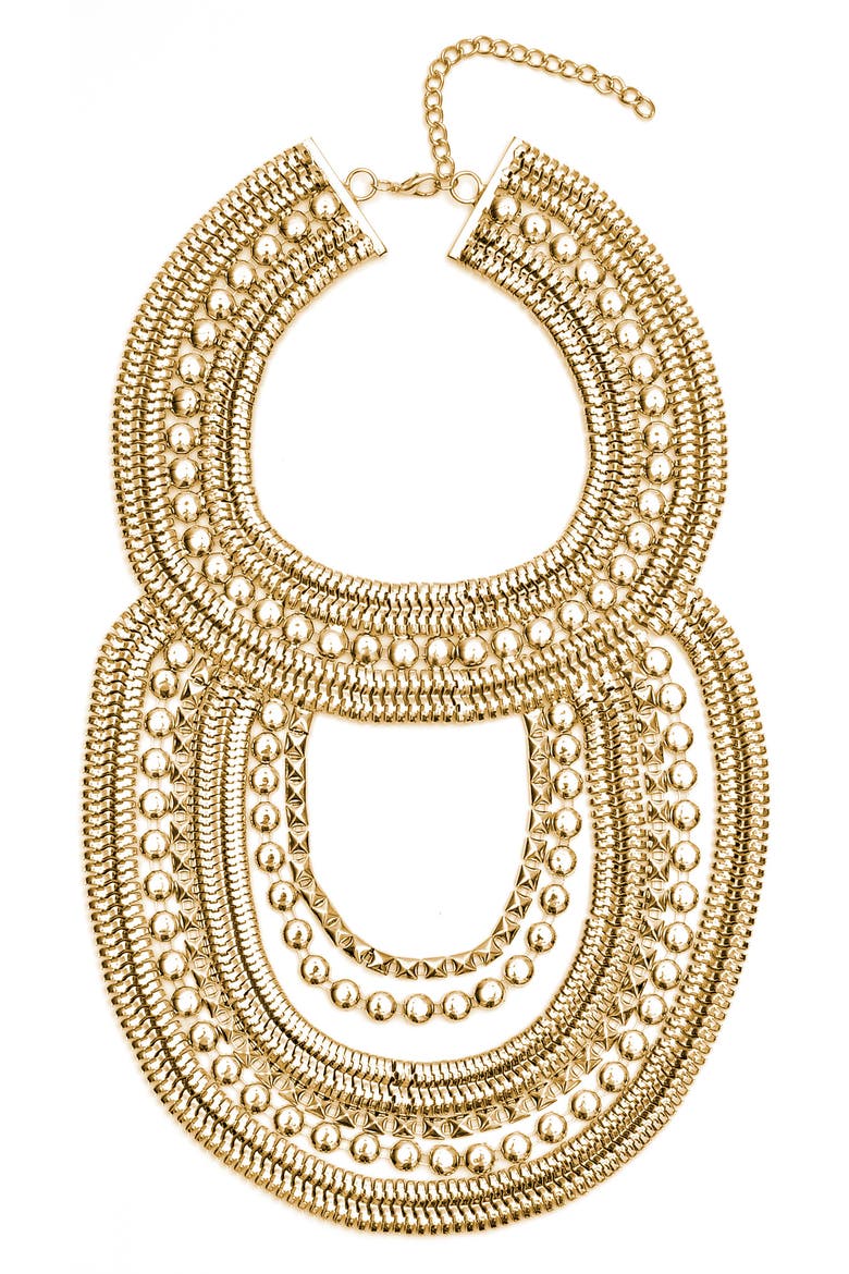 Cleo Statement Necklace, Main, color, GOLD