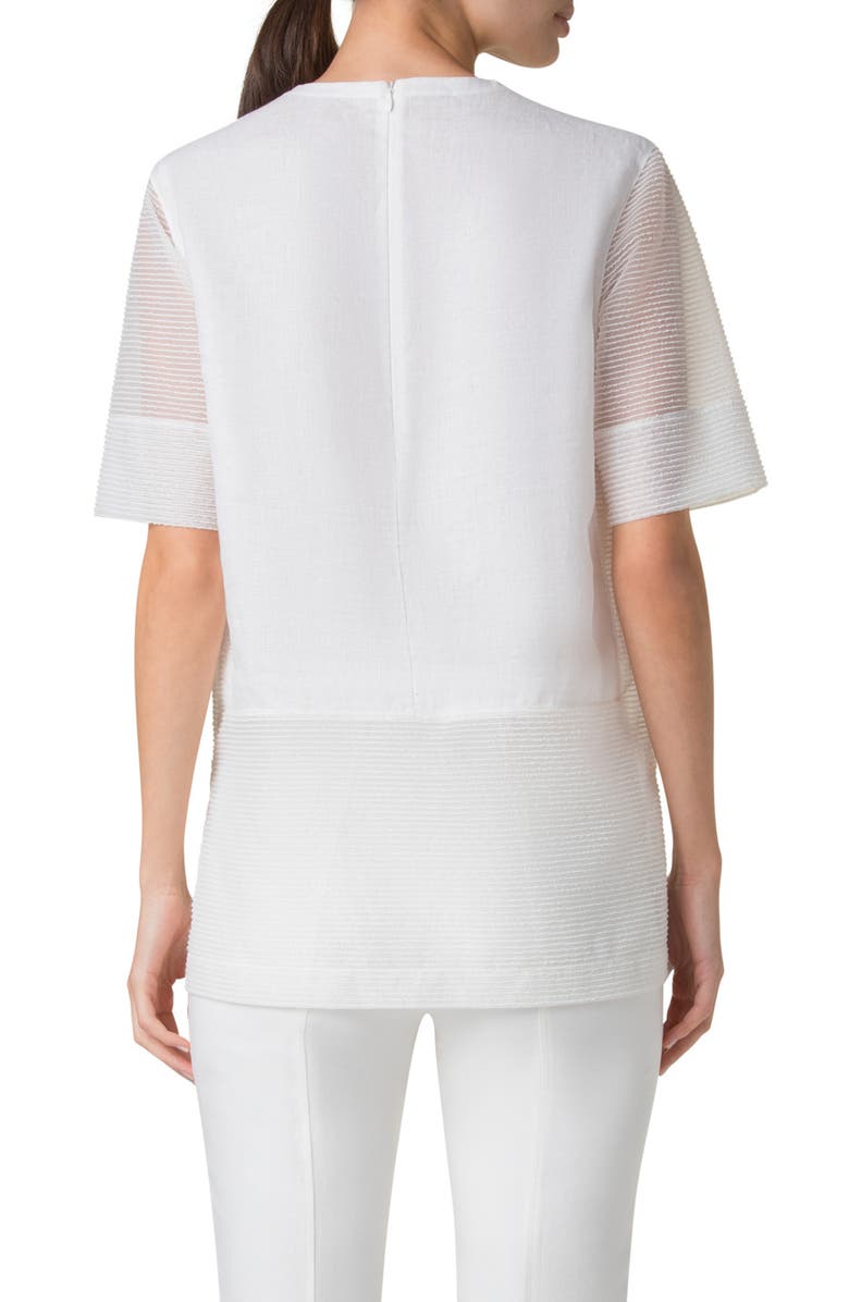 Akris Mixed Media Top, Alternate, color, Ecru