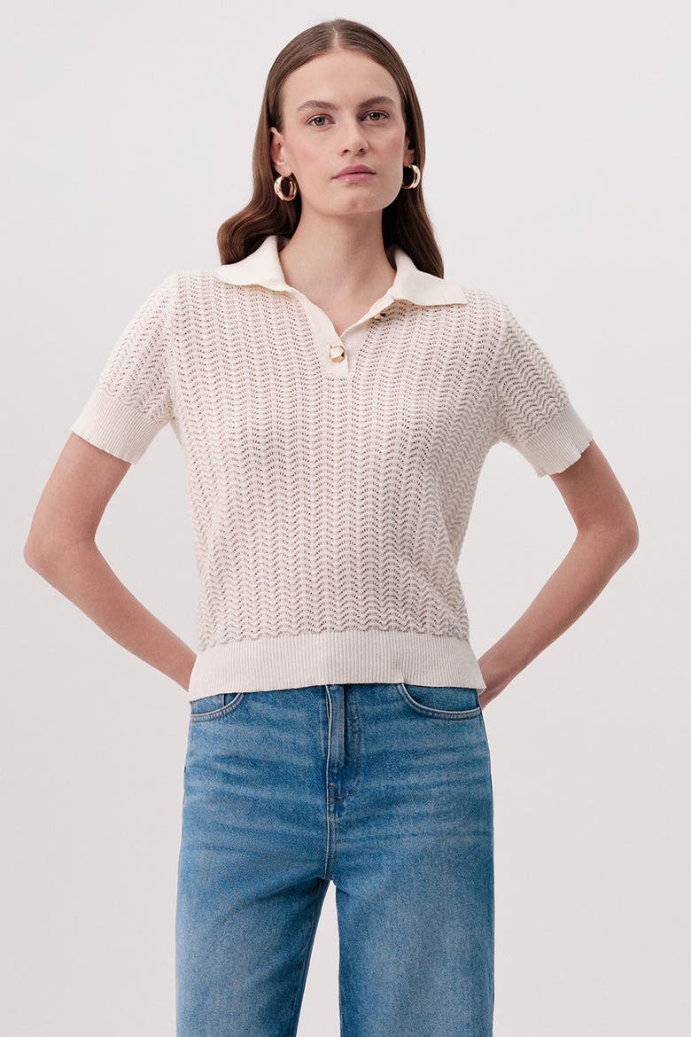Rachelle Short Sleeve Knit Blouse, Alternate, color, Cream