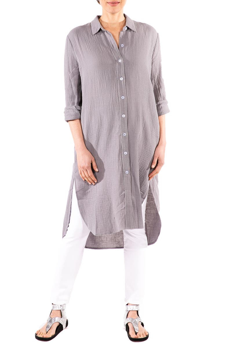 Loyal Hana Carissa Long Sleeve Crinkle Maternity/Nursing Shirtdress, Main, color,