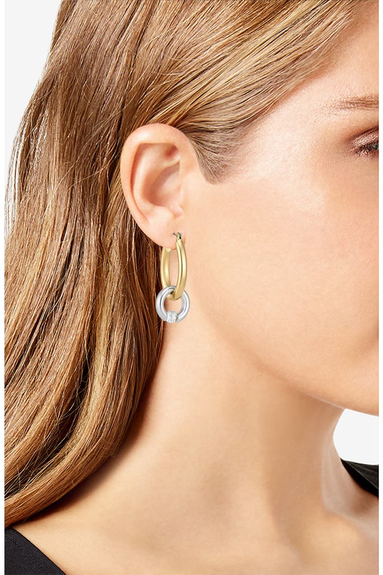 Two-Tone Link Hoop Earrings, Alternate, color, GOLD/ SILVER