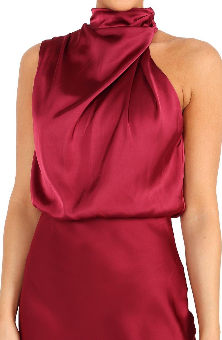 Petal & Pup Anabelle Halter Neck Satin Midi Dress, Alternate, color, 