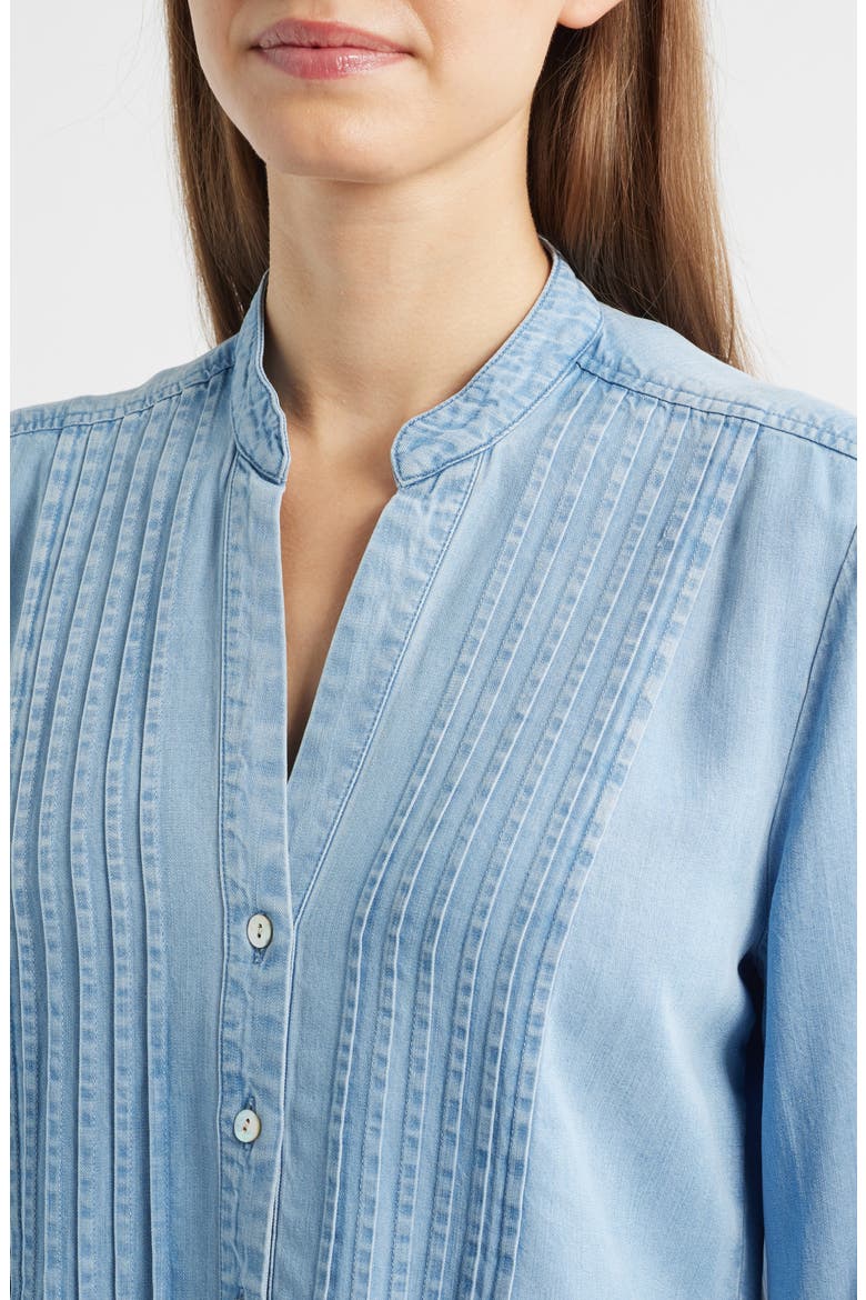 Pintuck Chambray Button-Up Shirt, Alternate, color, BEACH BLUE WASH