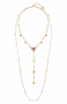 GUESS Crystal Heart Layered Chain Necklace
