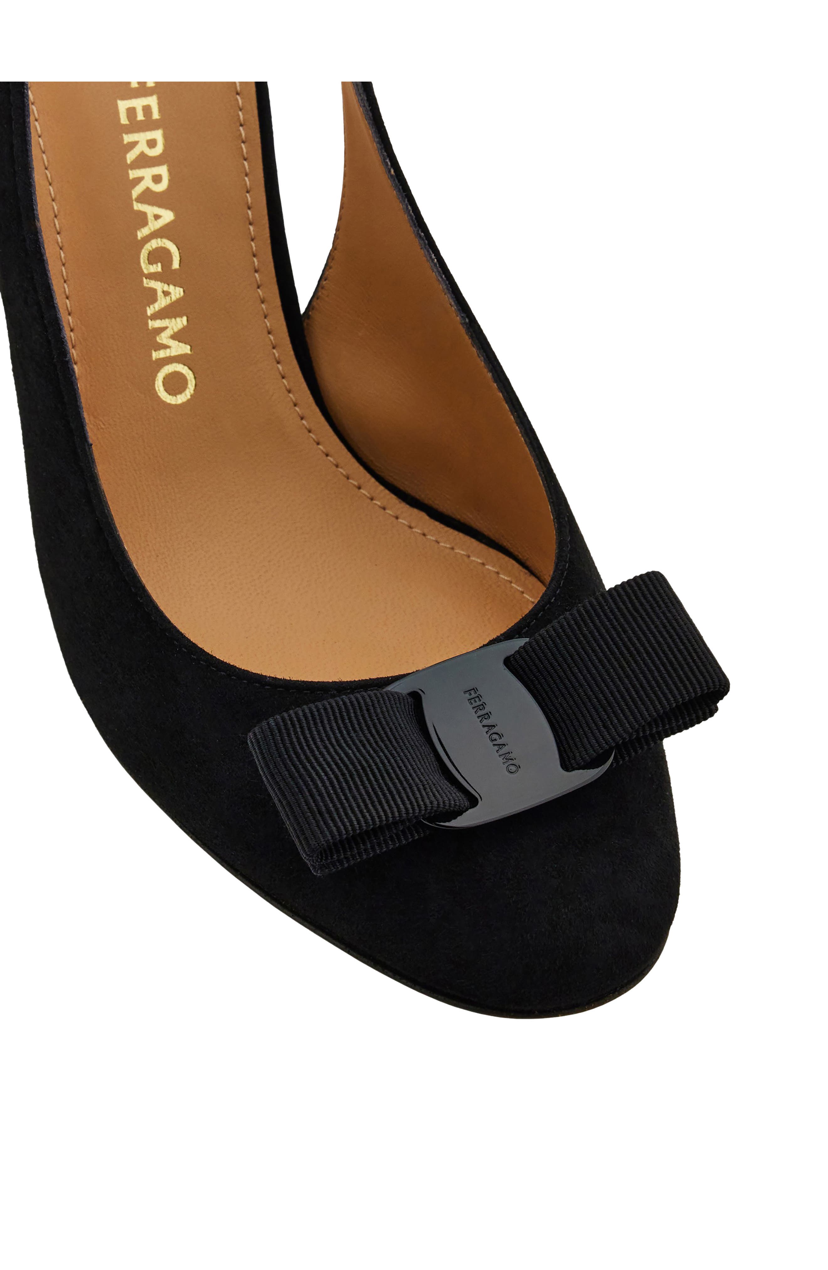 FERRAGAMO Vara Bow Slingback Stiletto Pump, Alternate, color, Nero