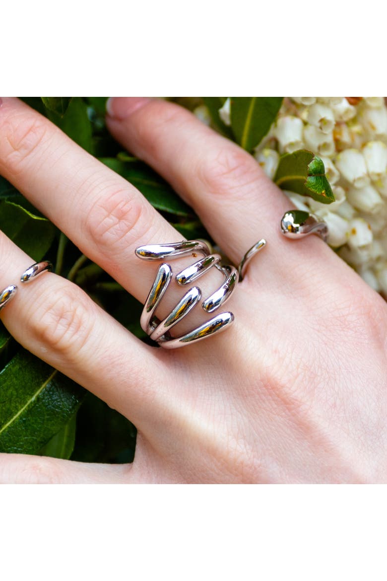 6 Drop Ring, Alternate, color, Sterling Silver