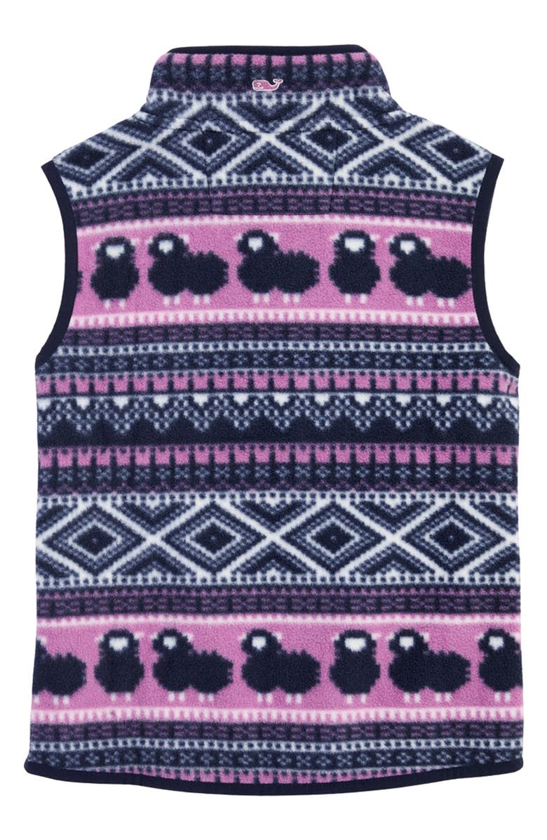 vineyard vines Kids' Harbor Fleece Vest, Alternate, color, Sheep Fairisle - Mulberry