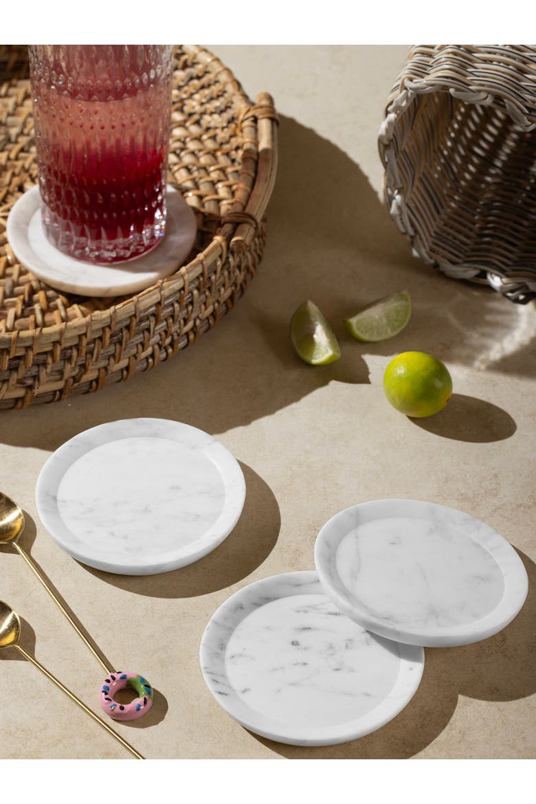 Paloma Marble Coasters, Set of 4, Alternate, color, Ivory White