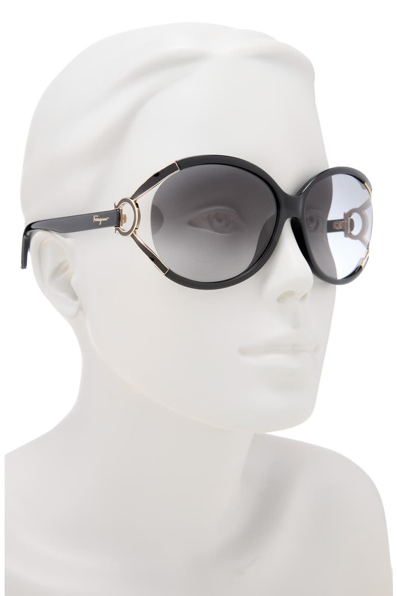 Salvatore Ferragamo 59mm Oversized Sunglasses, Alternate, color, BLACK/ GREY GRADIENT