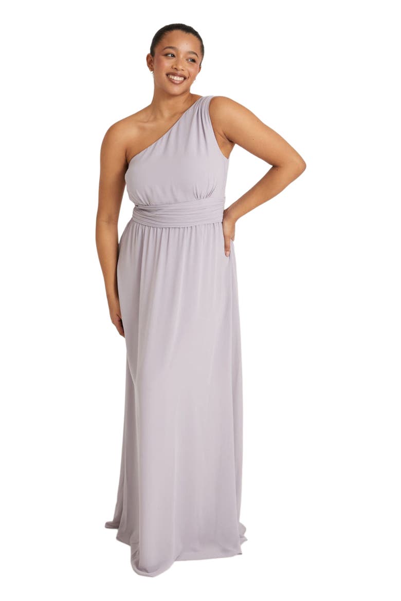 One Shoulder Chiffon Bridesmaid Dress, Main, color, Lilac