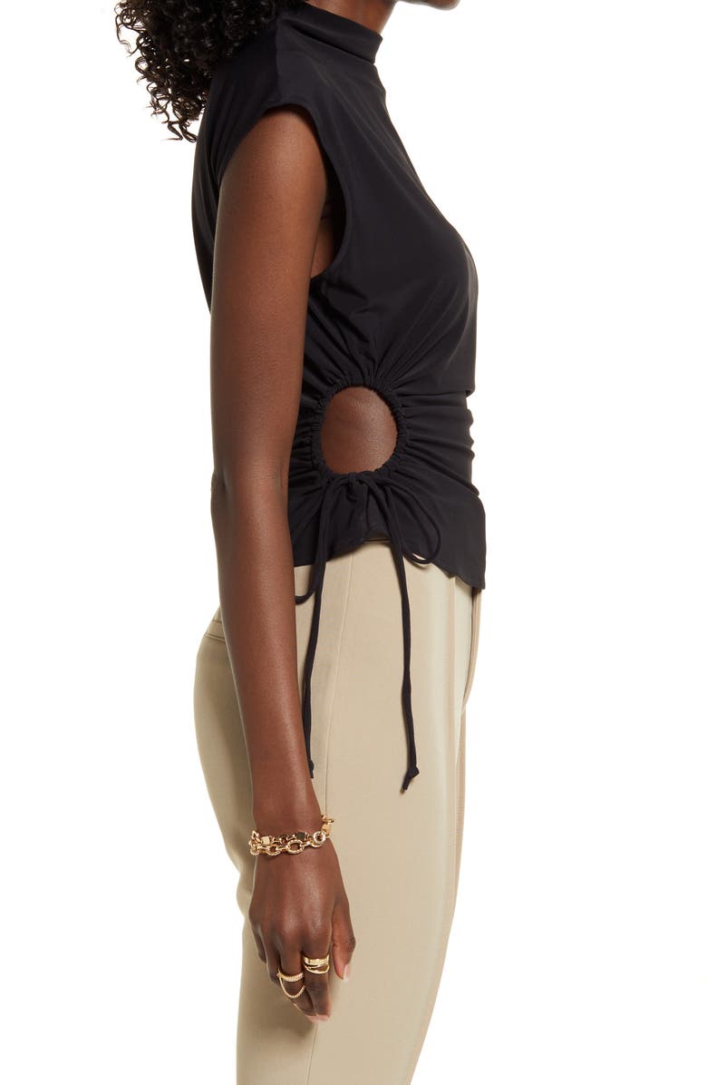 Open Edit Ruched Cutout Mock Neck Top, Alternate, color,
