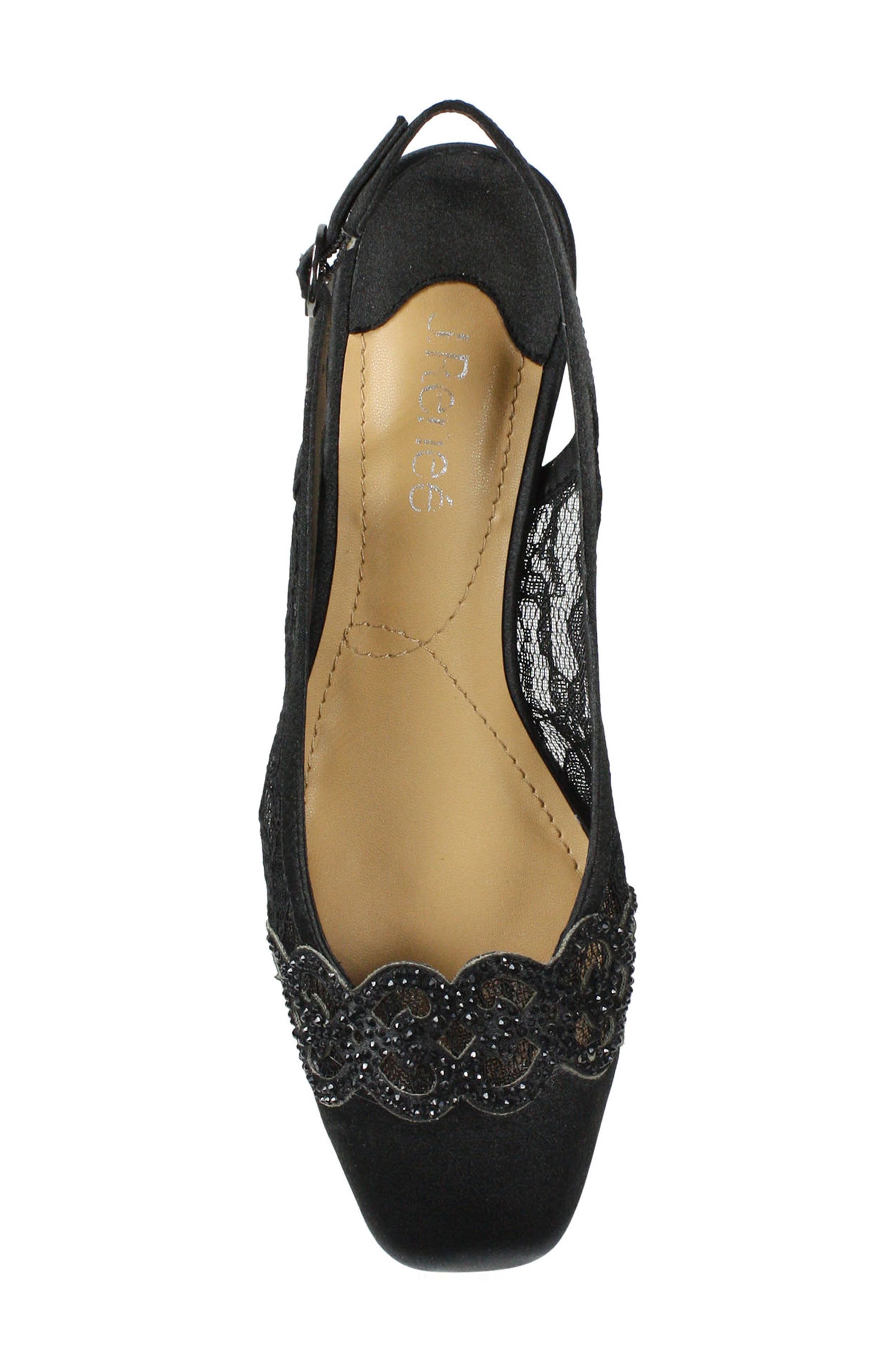 J. Reneé Faleece Crystal Embellished Slingback Pump, Alternate, color, Black Fabric