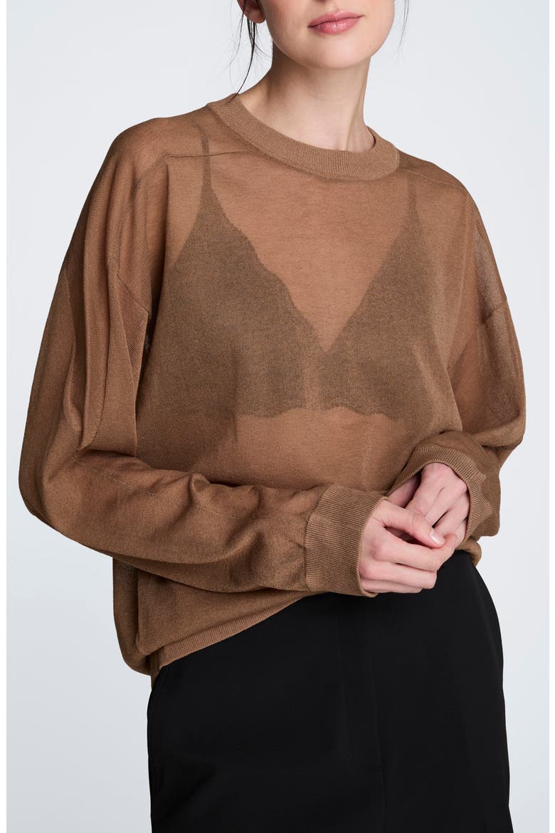 Sheer Crewneck Sweatshirt, Main, color, MESQUITE