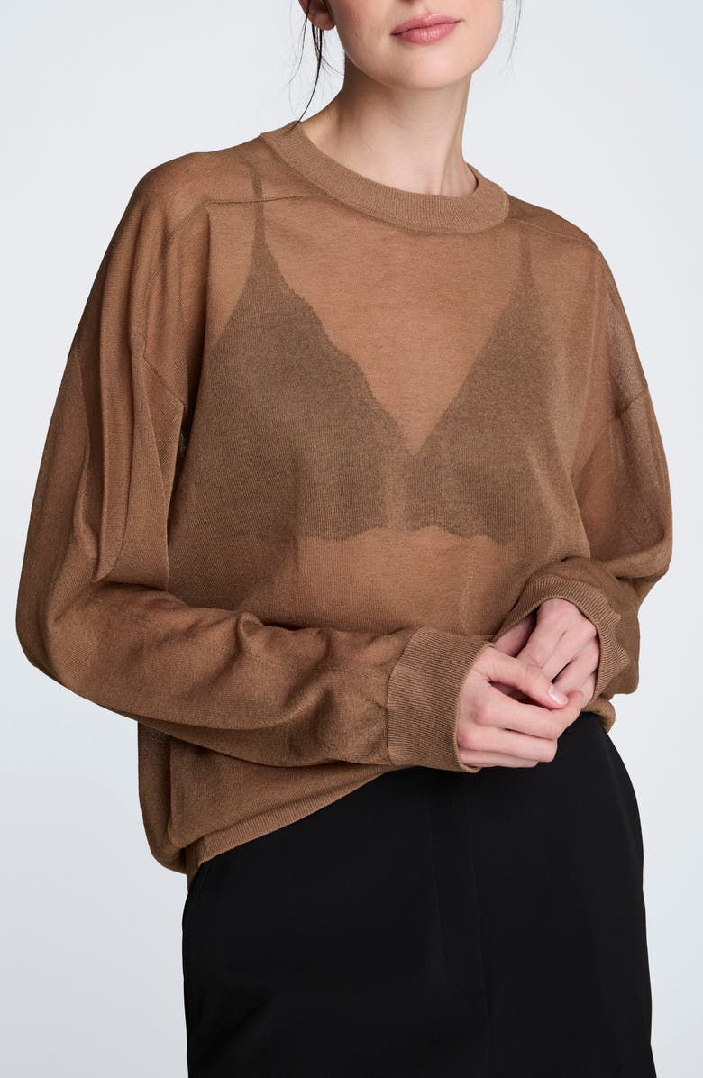 Kenneth Cole Sheer Crewneck Sweatshirt, Main, color, Mesquite