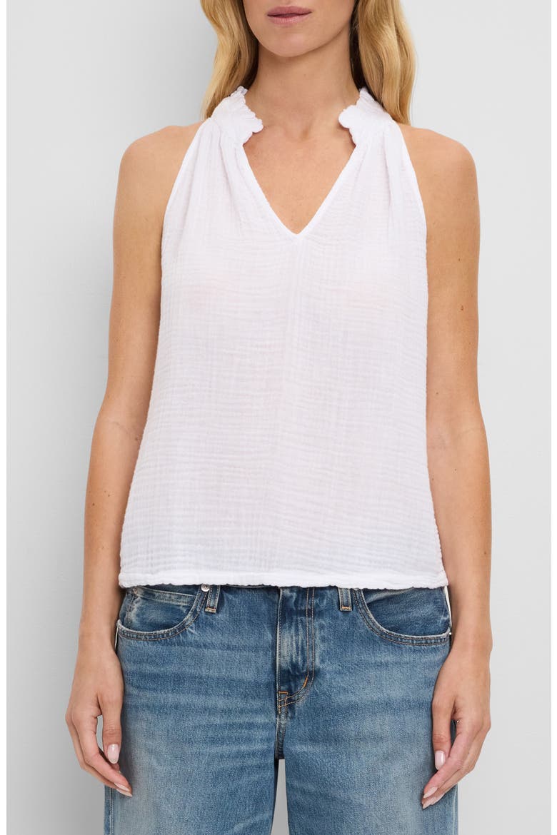 Viola Split Neck Tank, Main, color, WHITE