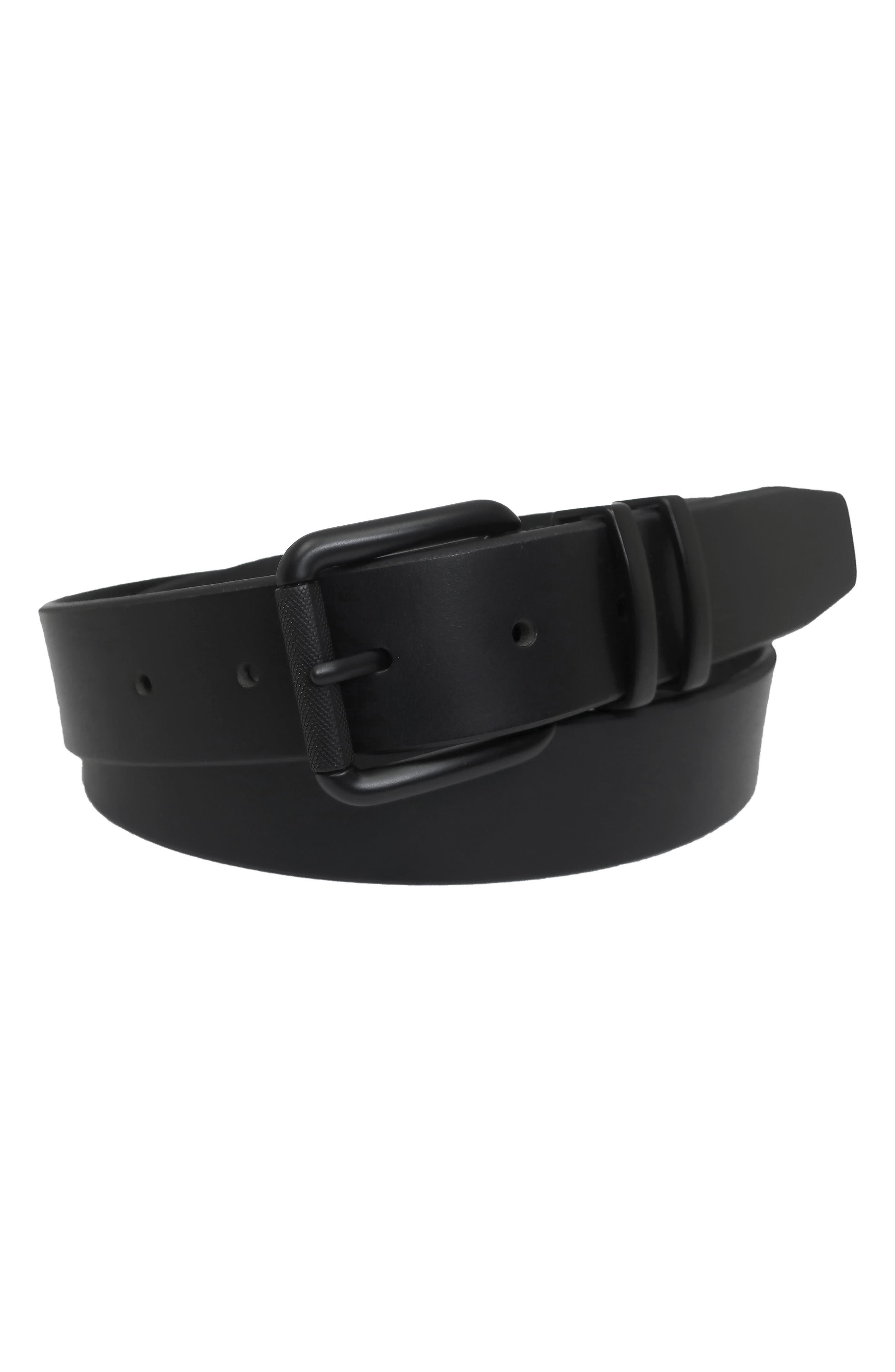 BOCONI Matte Buckle Roller Burn Edge Leather Belt