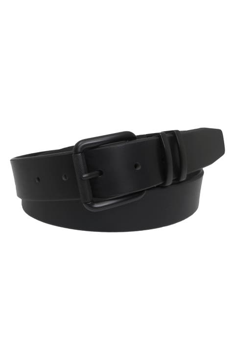 Matte Buckle Roller Burn Edge Leather Belt