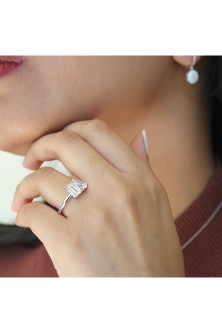 Willow 14K Gold Toi et Moi Emerald and Pear Lab Grown Diamond Ring - 2 ct, Alternate, color, 14K White Gold