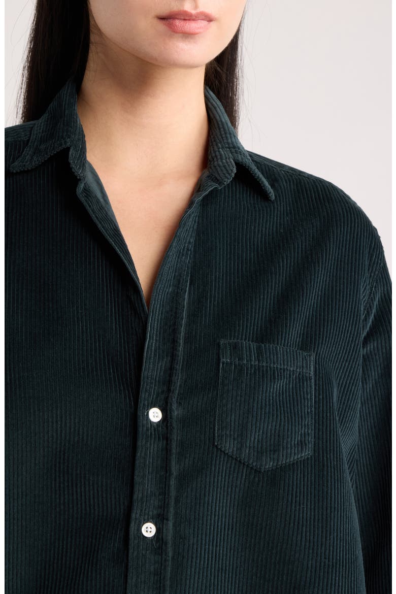 Eileen Relaxed Button-Up Corduroy Shirt, Alternate, color, PEACOCK
