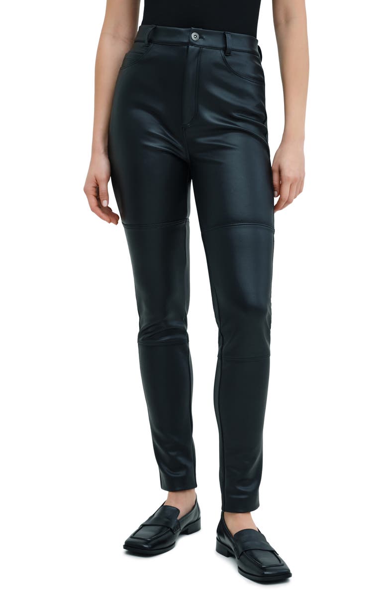 Marcella Mei Faux Leather Pants, Main, color, Black
