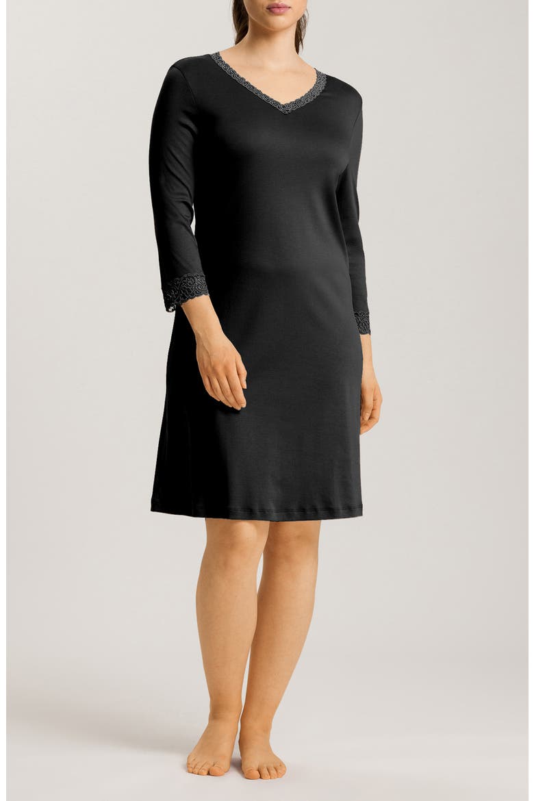 Moments V-Neck Cotton Nightgown, Main, color, 019 - BLACK