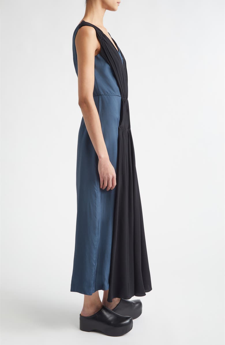 Marni Two-Tone Mixed Media Asymmetric Midi Dress, Alternate, color, 00B42 Turquoise