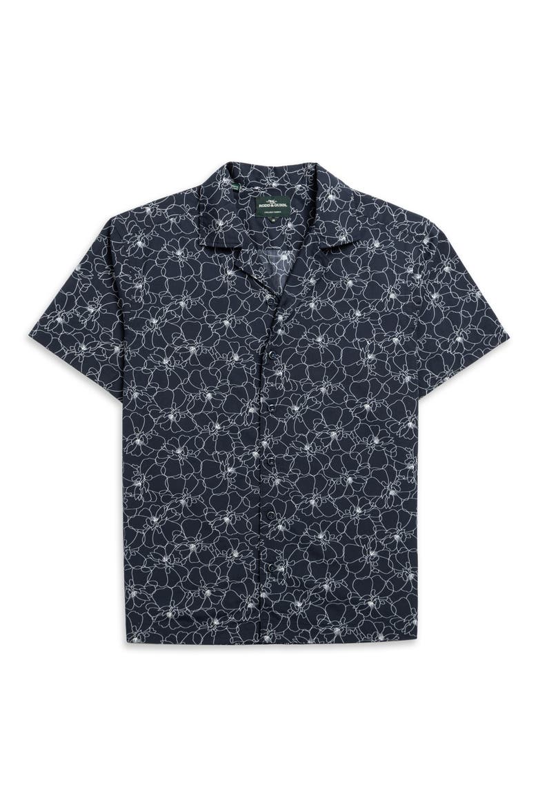 Crater Valley Floral Camp Shirt, Alternate, color, INK