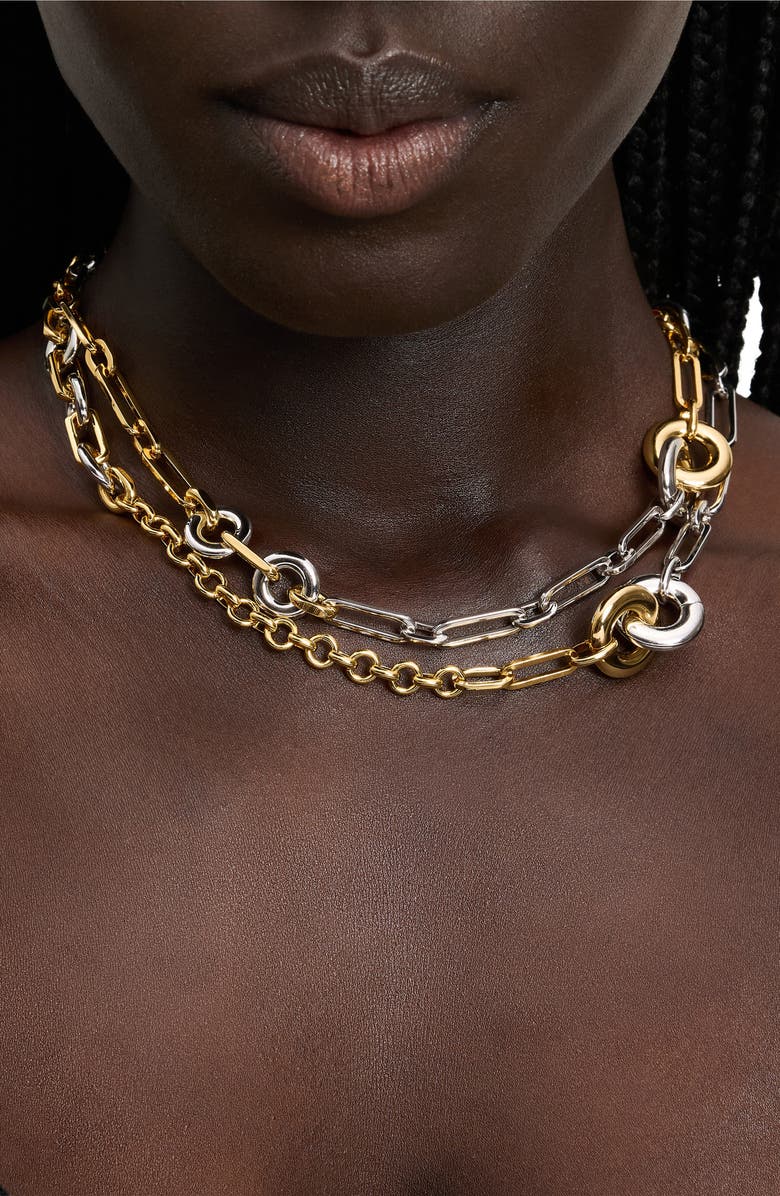 Kate Spade New York interlock long necklace, Alternate, color, Silver Gold