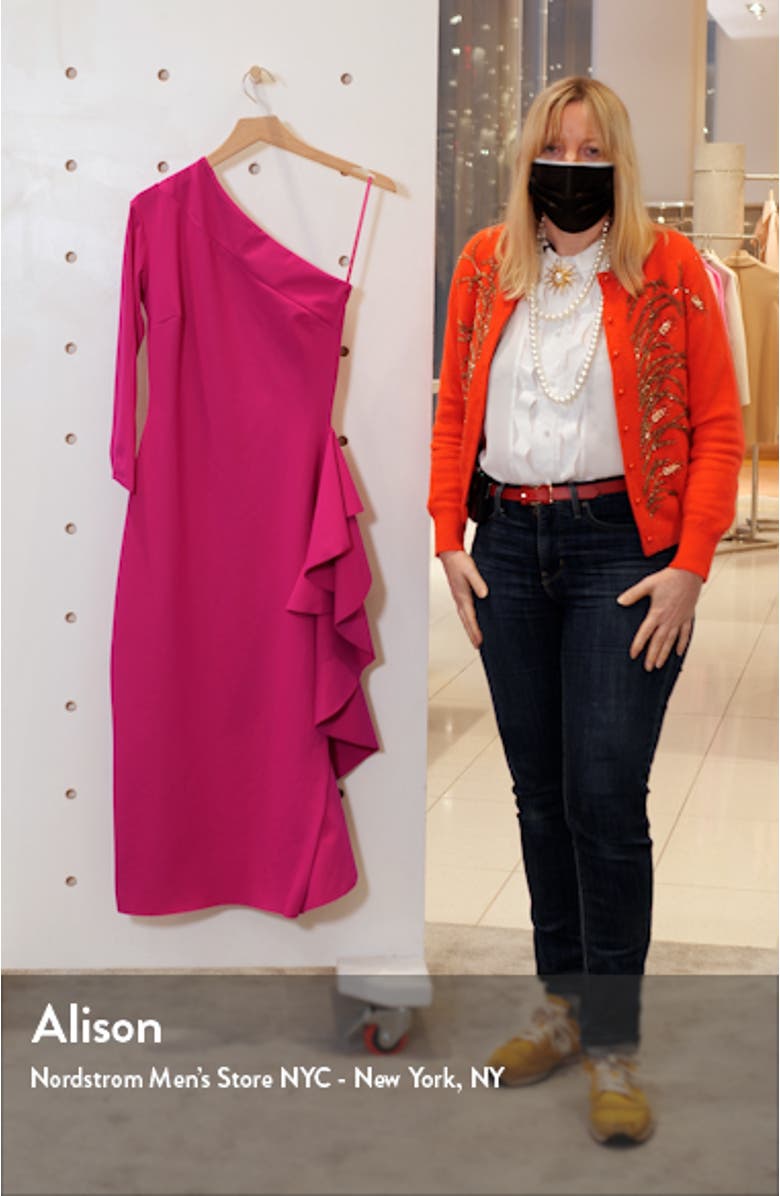 Sia Ruffle One-Shoulder Cocktail Dress, sales video thumbnail