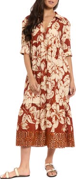 London Times Floral Empire Waist Midi Dress