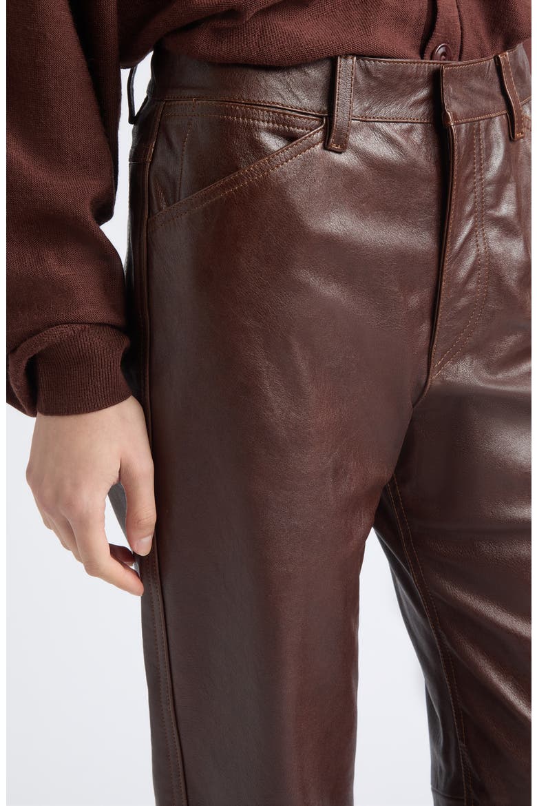 Straight Leg Leather Pants, Alternate, color, BRICK