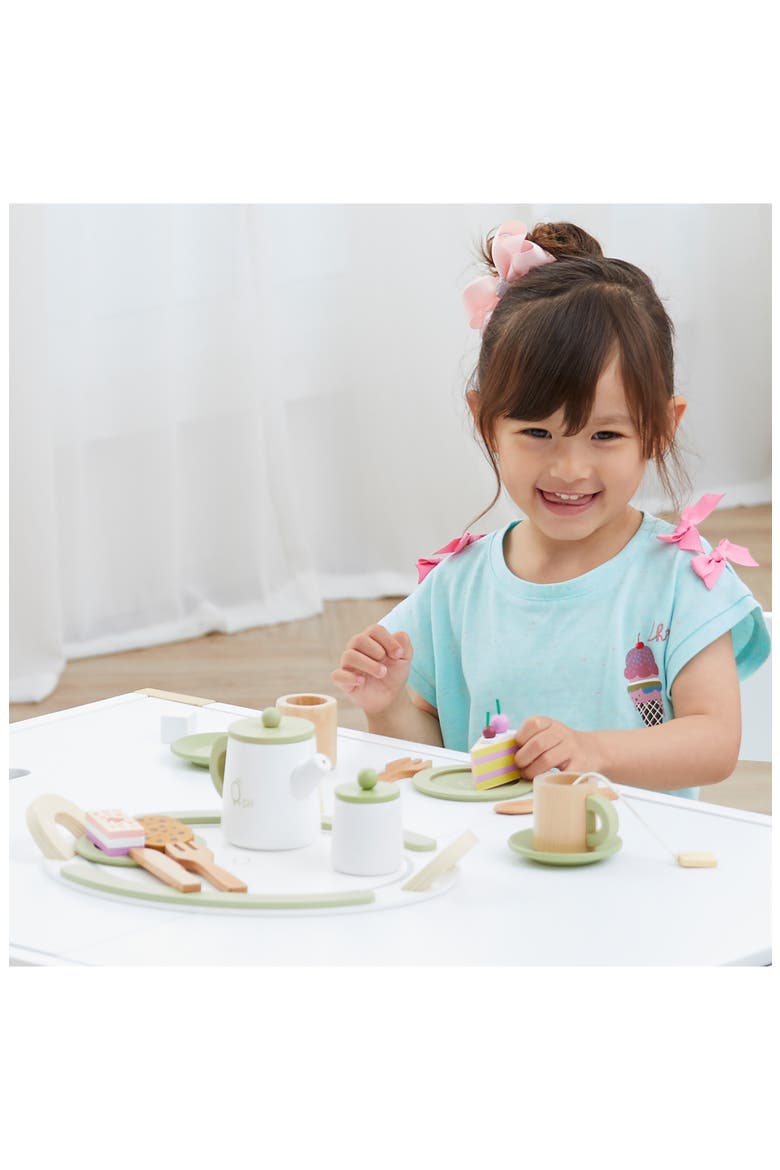 Little Chef Frankfurt 20-Piece Wood Tea Party Playset, Alternate, color, GREEN