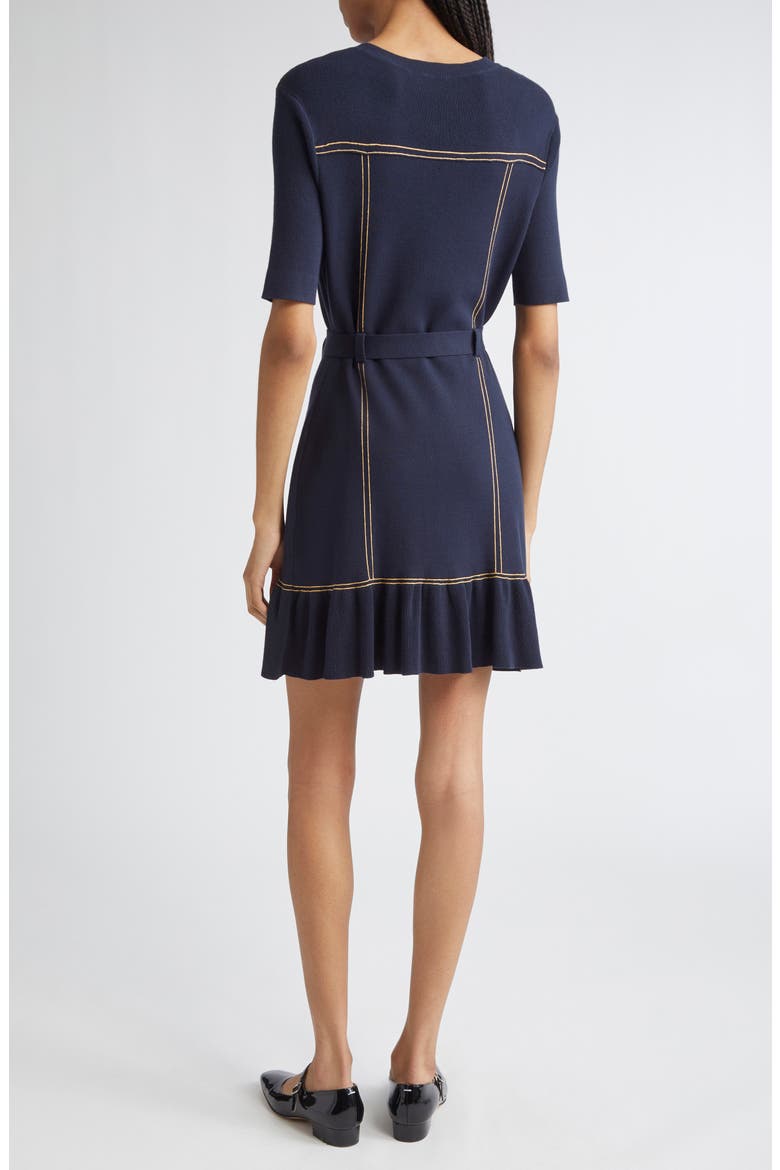 Elisha Belted Sweater Dress, Alternate, color, NAVY