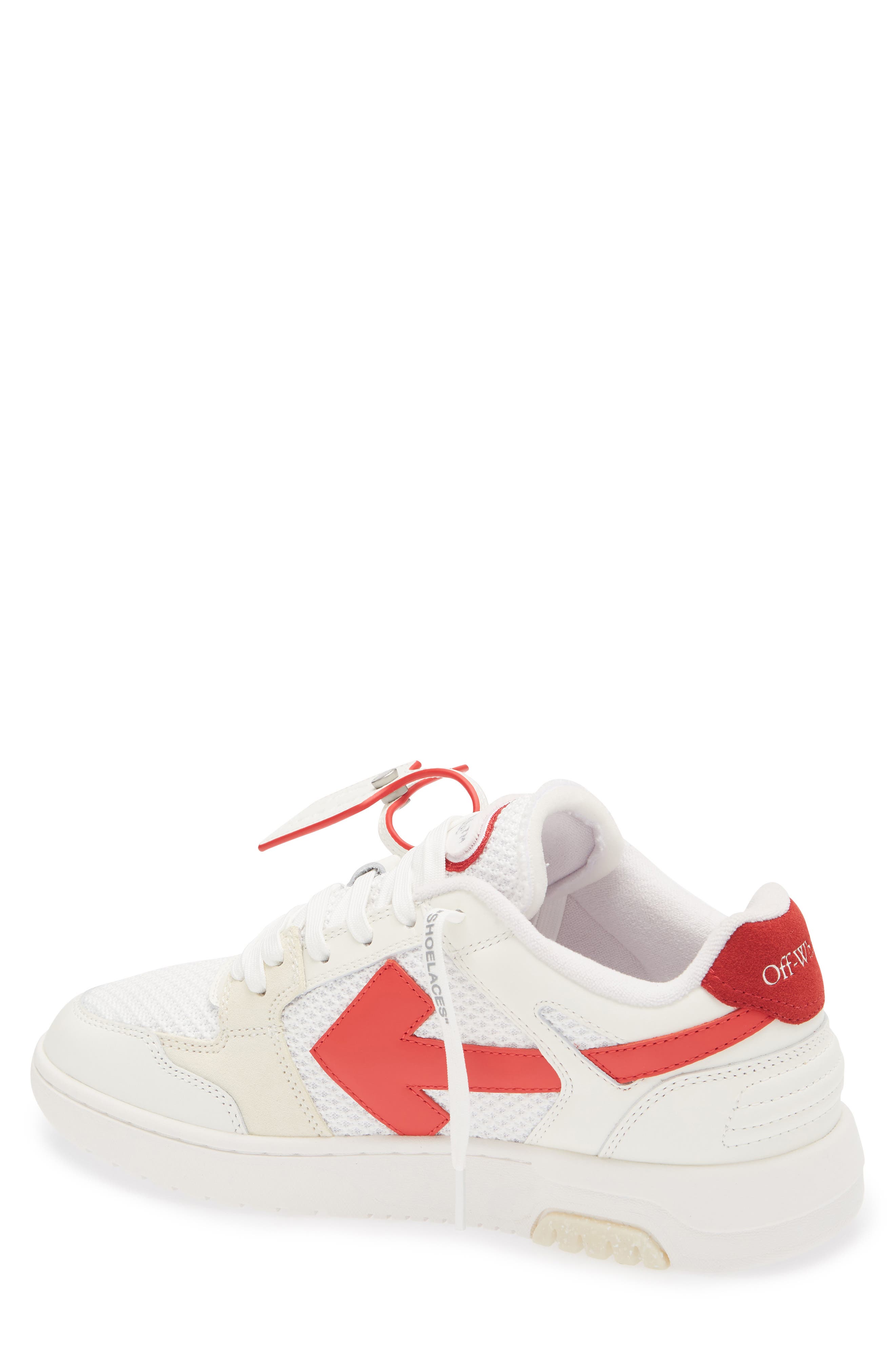 Off-White Slim Out of Office Sneaker, Alternate, color, White - Red