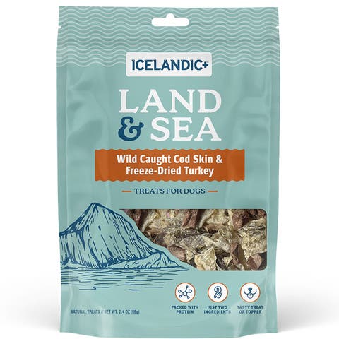 Land 
Sea Wild Caught Cod Skin 
Freezedried Turkey 2.4Oz Bag