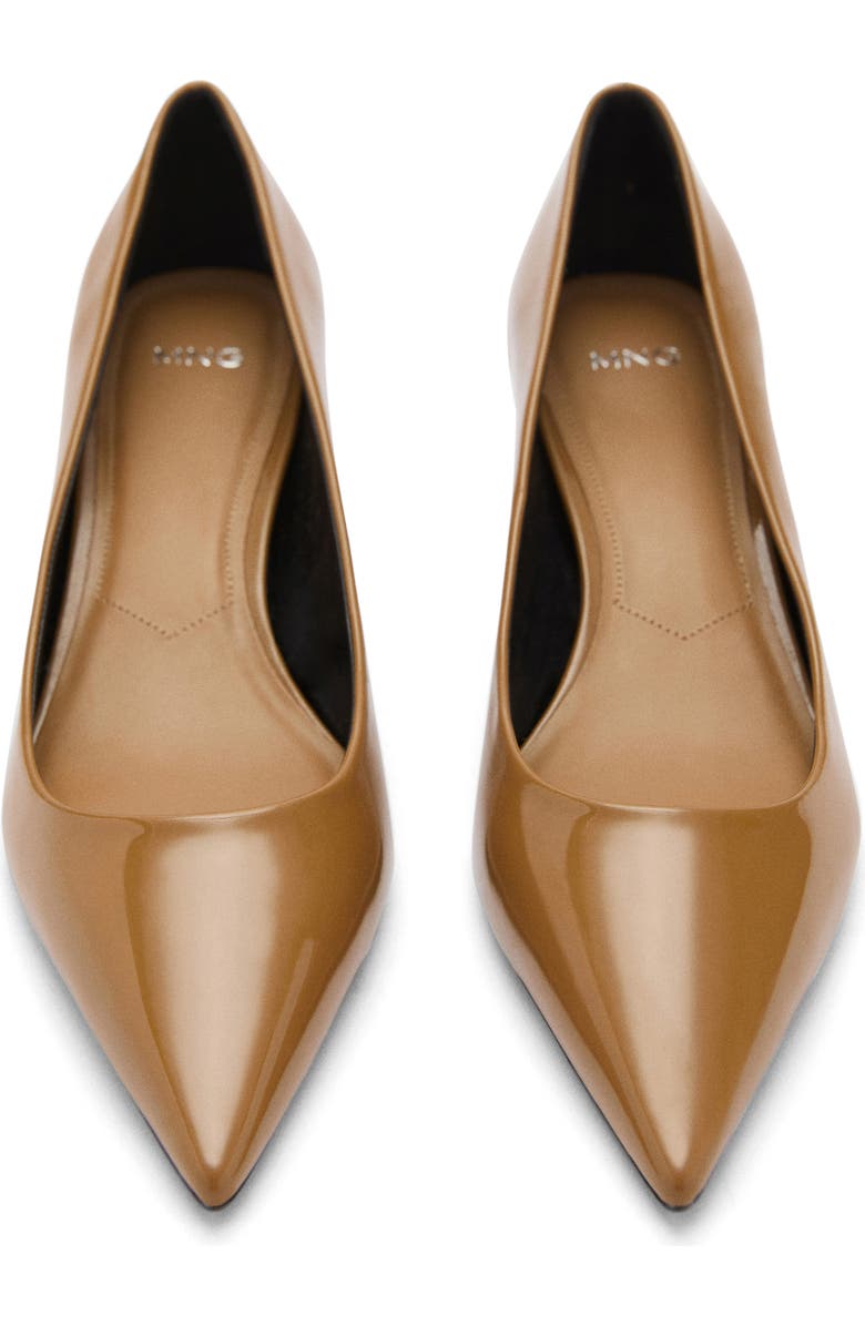 MANGO Pointed Toe Kitten Heel Pump, Alternate, color, Medium Brown