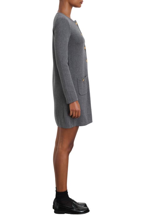 Shop Alex Mill Stella Long Sleeve Cotton & Cashmere Knit Minidress In Heather Grey