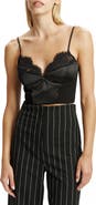 Bardot Katana Lace Trim Satin Bustier Crop Top