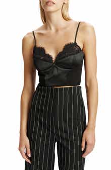 Katana Lace Trim Satin Bustier Crop Top