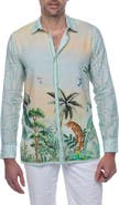 RANEES Extra Trim Fit Print Linen & Cotton Button-Up Resort Shirt