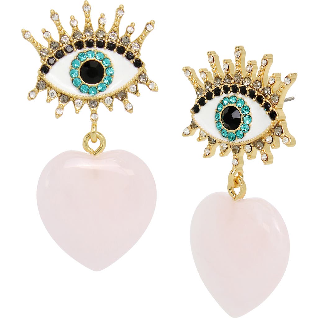 KURT GEIGER KURT GEIGER LONDON QUARTZ HEART EVIL EYE DROP EARRINGS