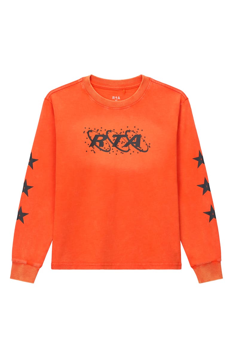 RtA Kids' Hollis Long Sleeve Cotton Graphic T-Shirt, Main, color, Orange Planetary Rta
