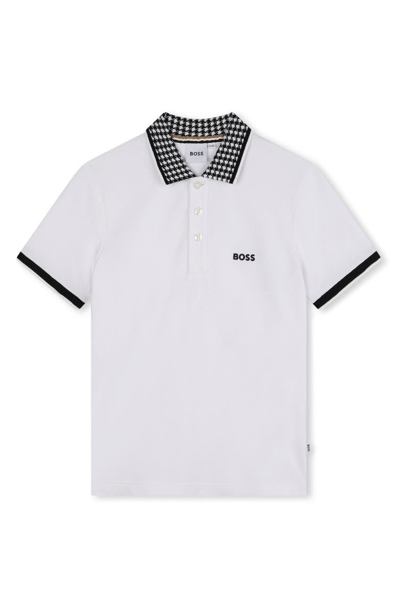 BOSS Kidswear Kids' Stretch Piqué Polo, Main, color, 