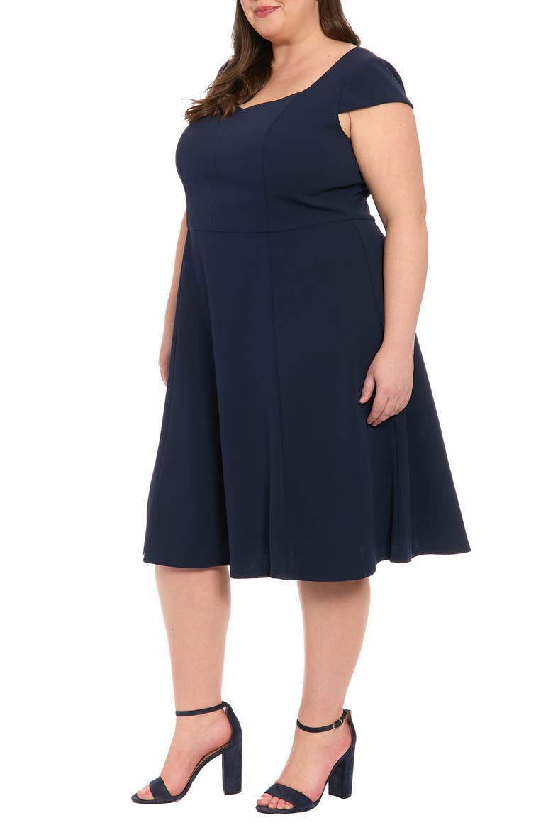 Fit & Flare Sweetheart Midi Dress, Alternate, color, NAVY BLAZER