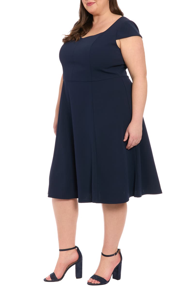 London Times Fit & Flare Sweetheart Midi Dress, Alternate, color, Navy Blazer