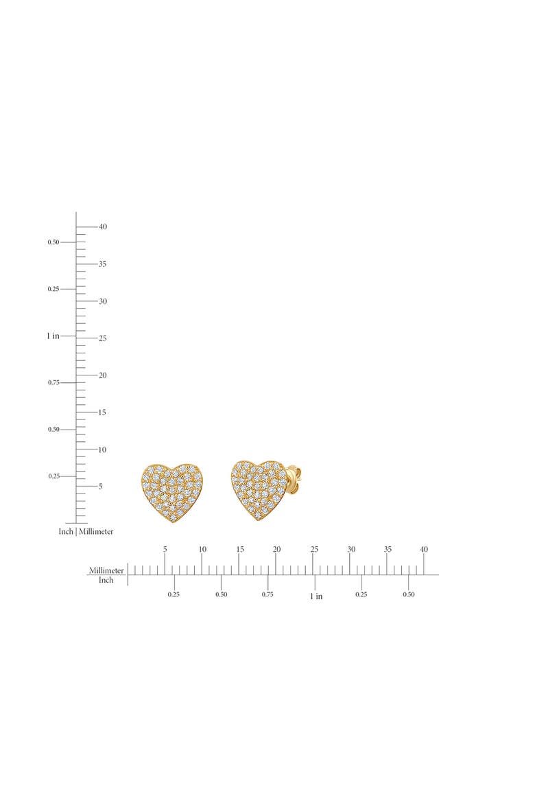 Pavé Cubic Zirconia Heart Stud Earrings, Alternate, color, 18KYG/ CLEAR STONE