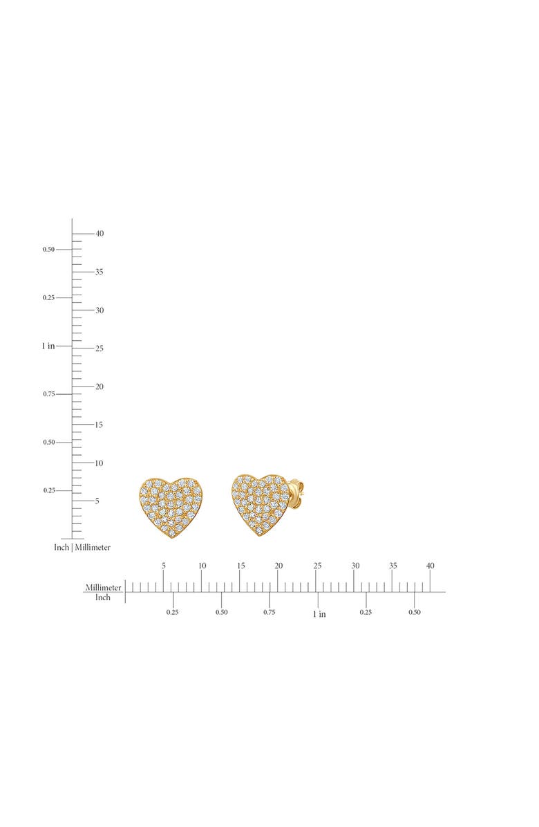 Crislu Pavé Cubic Zirconia Heart Stud Earrings, Alternate, color, 18Kyg/ Clear Stone